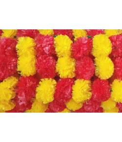 Amroha Craft Light yellow- Red Garland Mala - Pack of 5